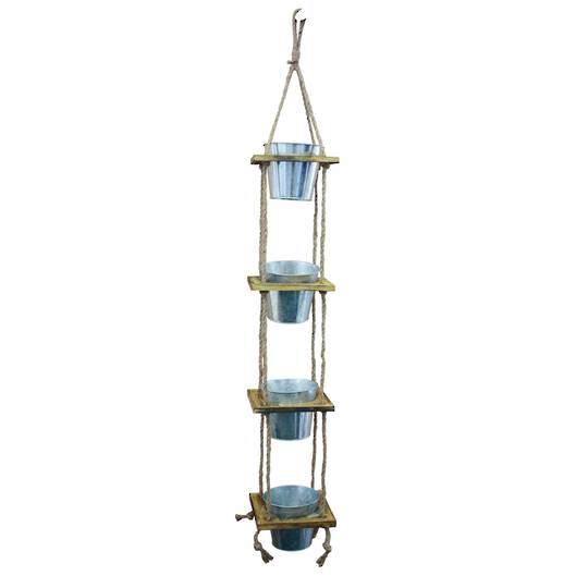 4 HANGING METAL GARDEN POTS